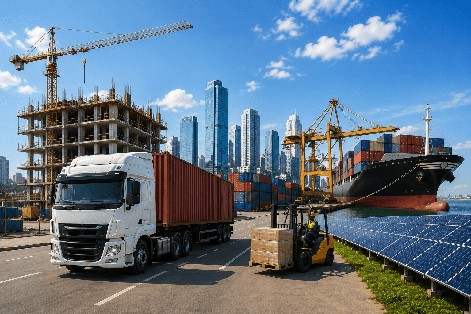 Construction, logistics, shipping and solar energy services